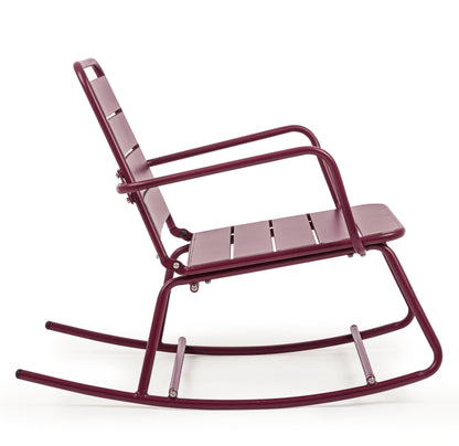 Poltrona dondolo industrial per esterni in acciaio verniciato opaco - 5 colori disponibili - BORDEAUX - SPEDIZIONE GRATUITA - lapagoda.net