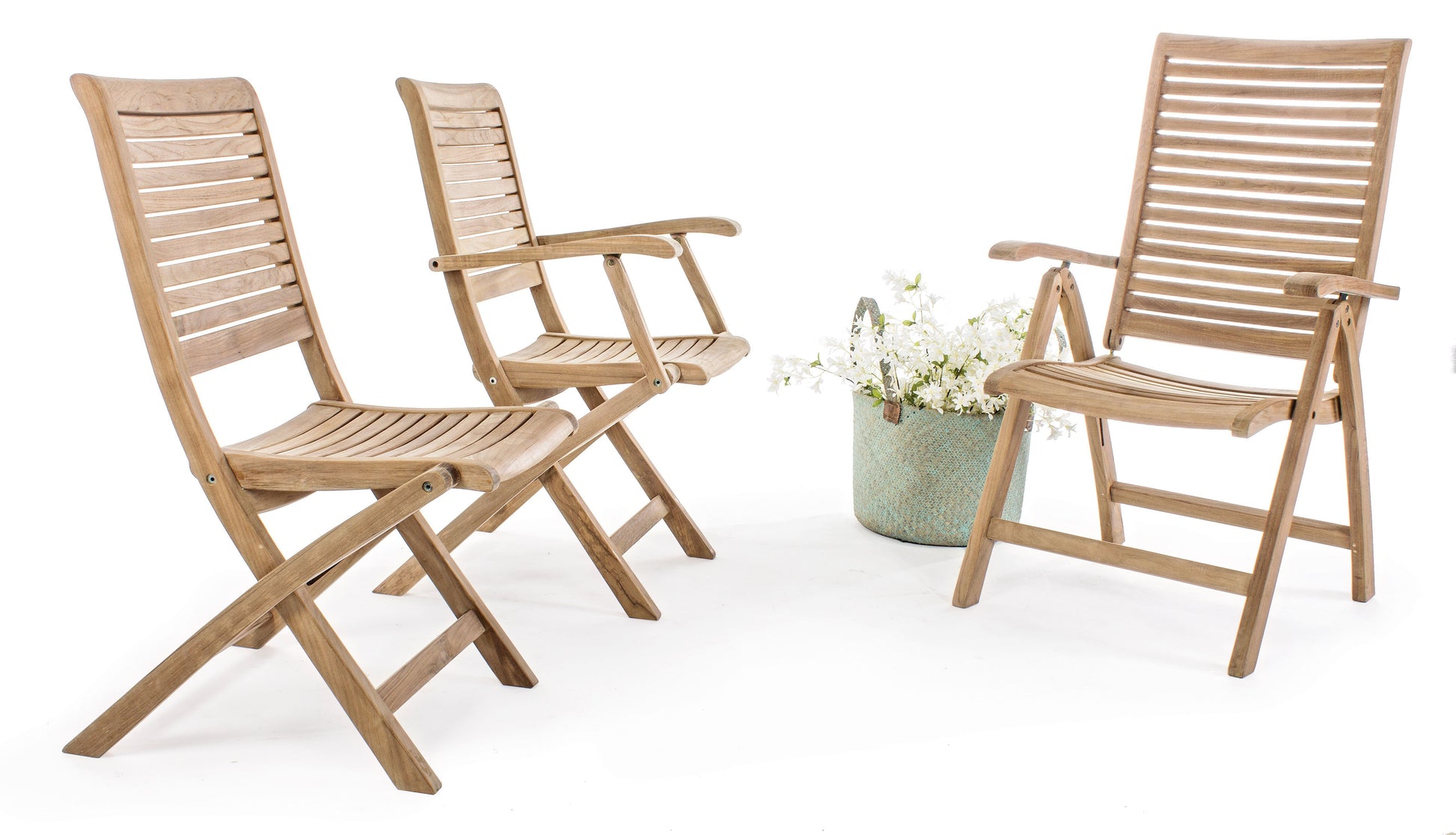 Sedia pranzo pieghevole con braccioli in legno di Teak naturale  SCONTO 20% - lapagoda.net