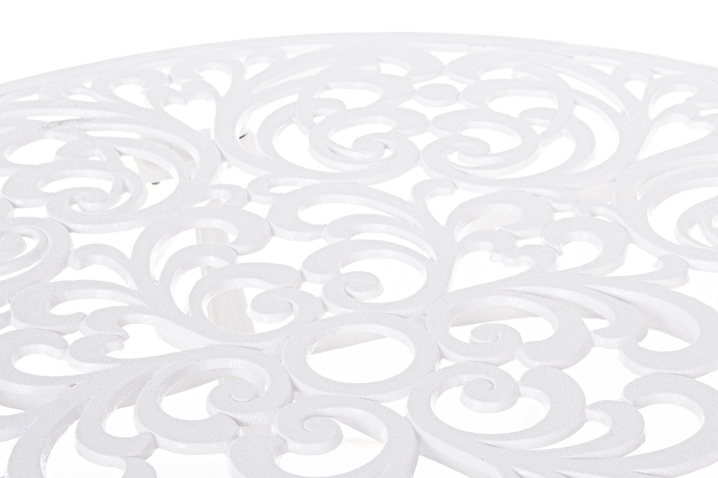 Tavolo rotondo D80 liberty da esterno in fusione di alluminio Bianco intreccio floreale- lapagoda.net