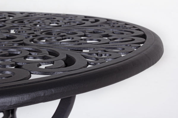 Tavolo rotondo D110 liberty da esterno in fusione di alluminio Nero dettaglio fusione - lapagoda.net