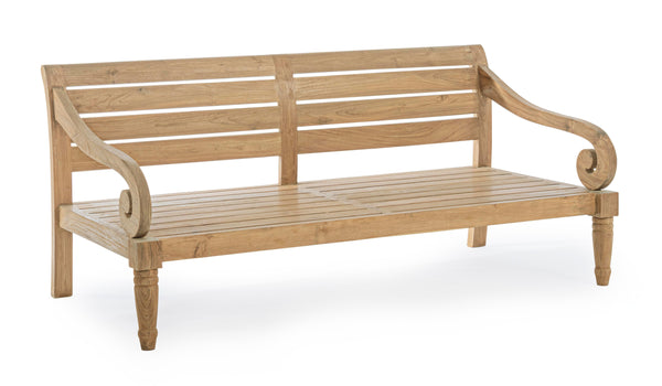 Divano etnico 2-3 posti in legno teak naturale finitura rustica con cuscini sfoderabili - SPEDIZIONE GRATUITA - lapagoda.net