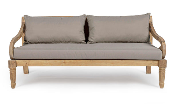 Divano etnico 2-3 posti in legno teak naturale finitura rustica con cuscini sfoderabili - SPEDIZIONE GRATUITA - lapagoda.net