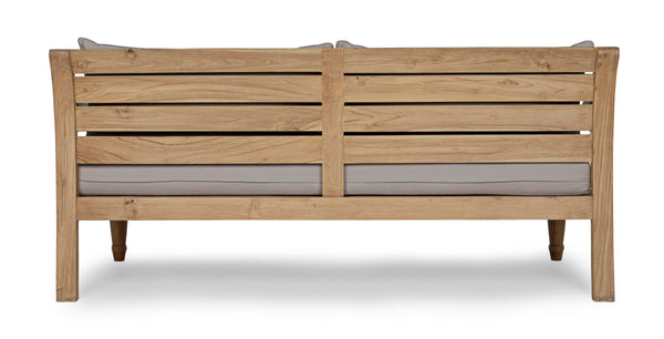 Divano etnico 2-3 posti in legno teak naturale finitura rustica con cuscini sfoderabili - SPEDIZIONE GRATUITA - lapagoda.net