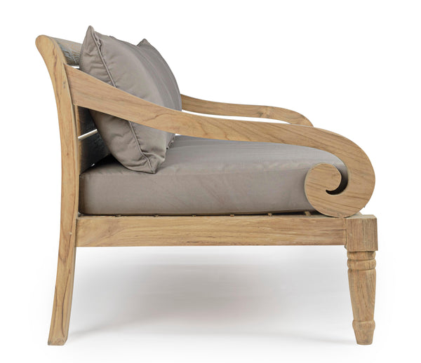 Divano etnico 2-3 posti in legno teak naturale finitura rustica con cuscini sfoderabili - SPEDIZIONE GRATUITA - lapagoda.net