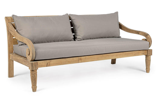 Divano etnico 2-3 posti in legno teak naturale finitura rustica con cuscini sfoderabili - SPEDIZIONE GRATUITA - lapagoda.net