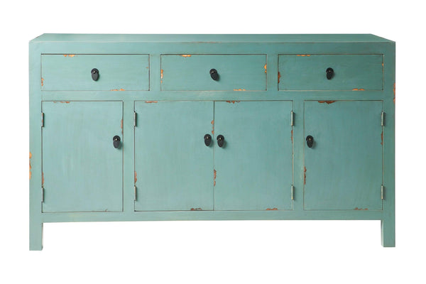 Credenza cinese in pioppo colore verde 4a 3c