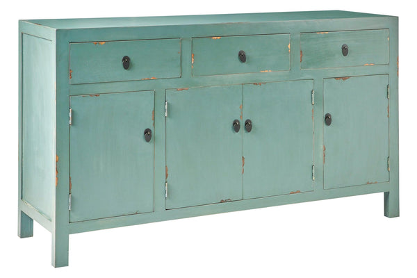 Credenza cinese in pioppo colore verde 4a 3c