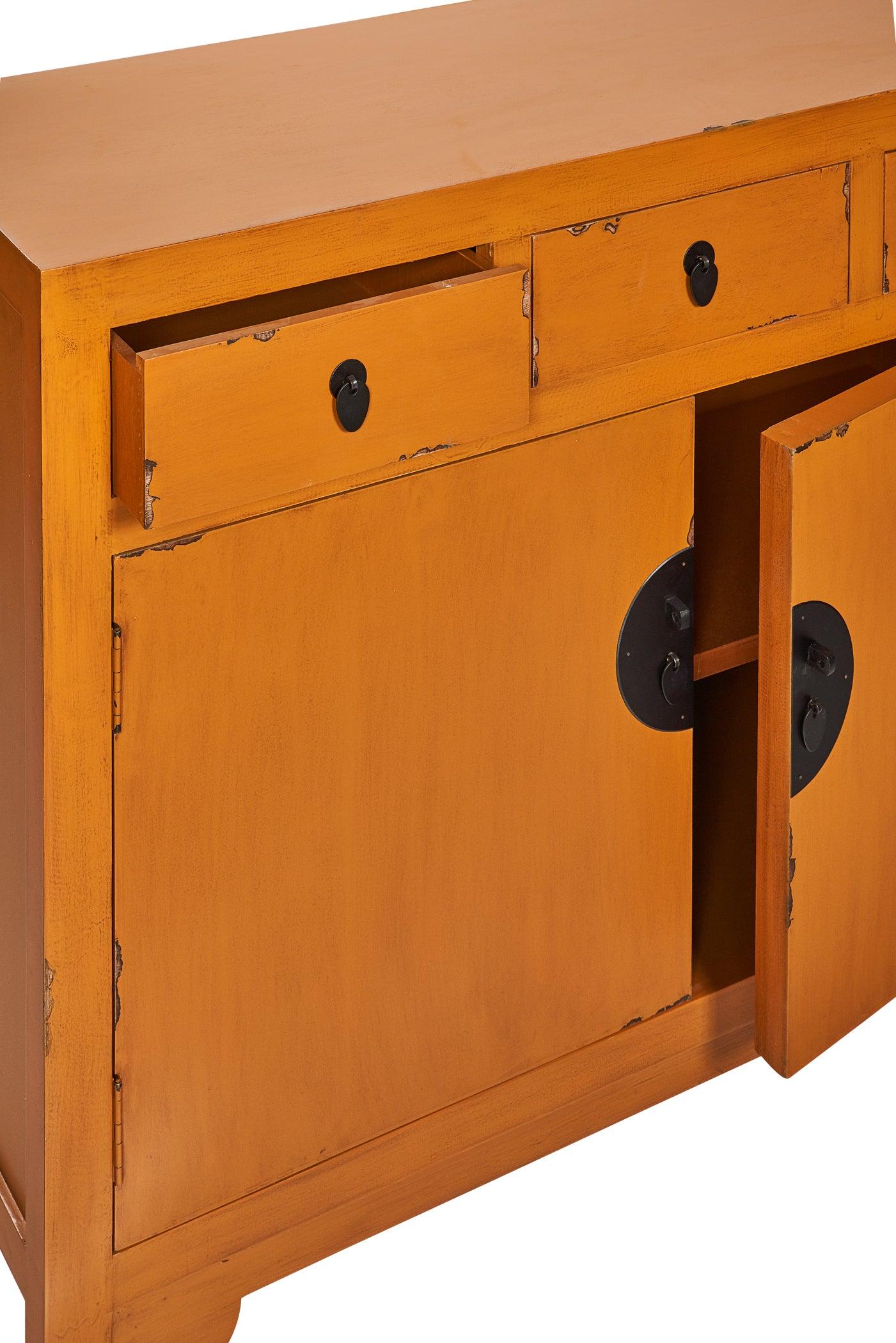 Credenza cinese in pioppo colori verde giallo bianco vinaccia 3a 2c - lapagoda.net