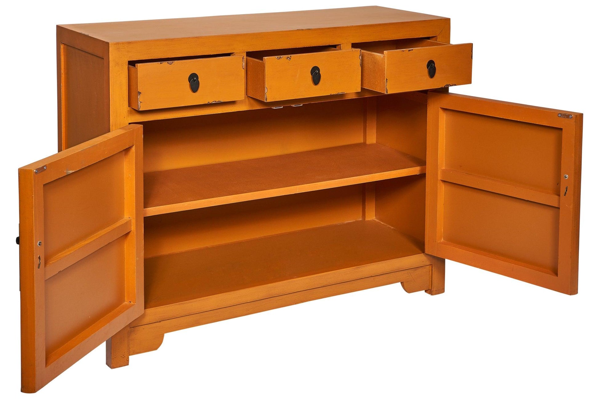 Credenza cinese in pioppo colori verde giallo bianco vinaccia 3a 2c - lapagoda.net