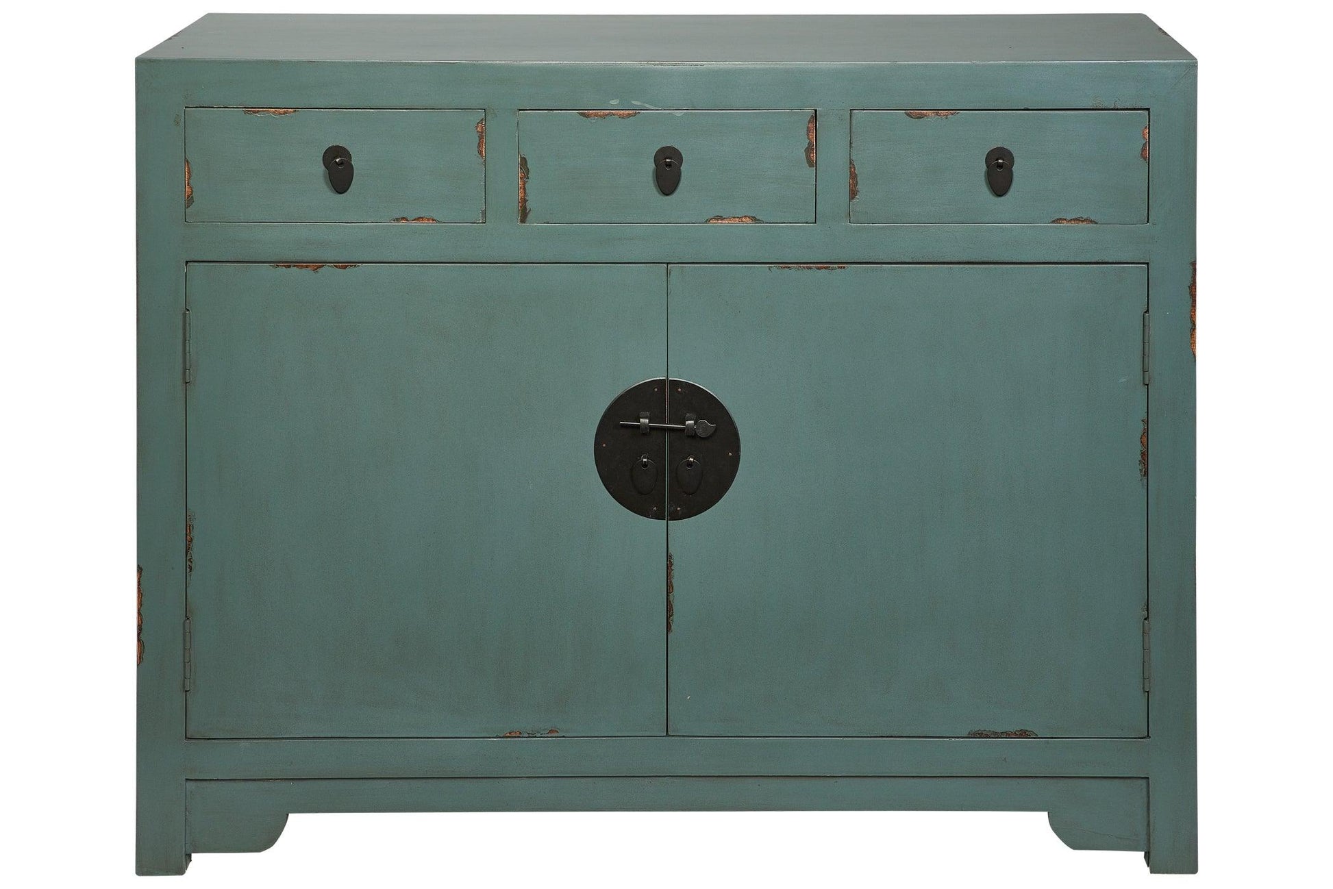 Credenza cinese in pioppo colori verde giallo bianco vinaccia 3a 2c - lapagoda.net