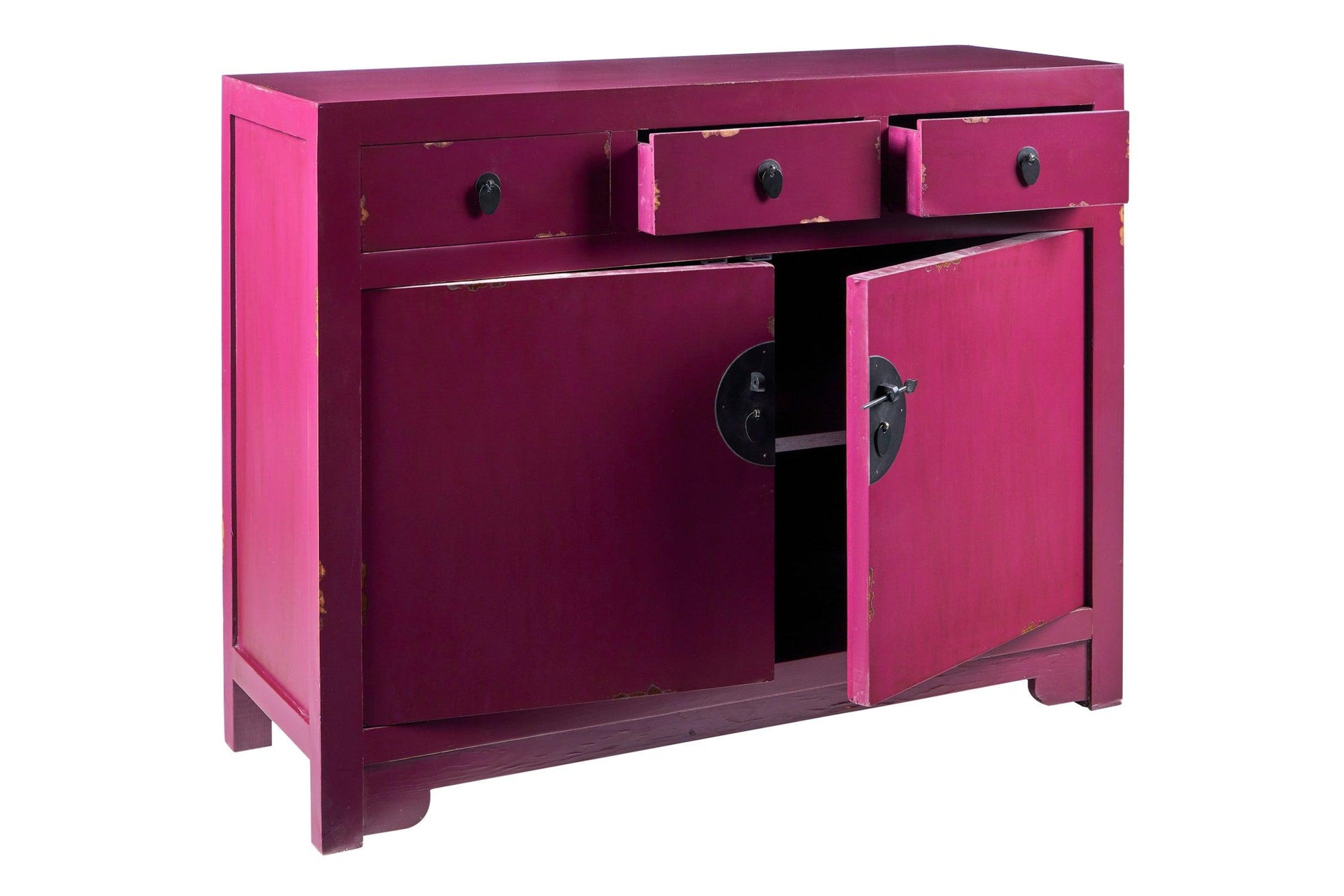 Credenza cinese in pioppo colori verde giallo bianco vinaccia 3a 2c - lapagoda.net