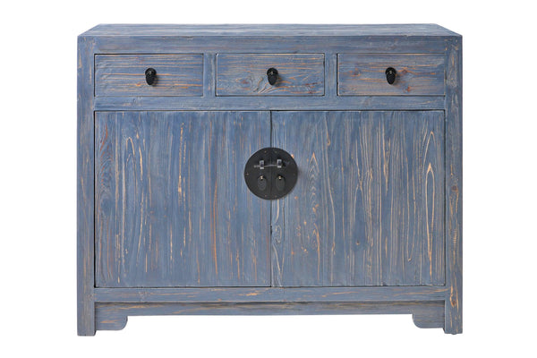 Credenza cinese in pioppo colori blu bianca azzurra celeste 3a 2c