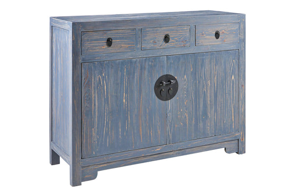 Credenza cinese in pioppo colori blu bianca azzurra celeste 3a 2c