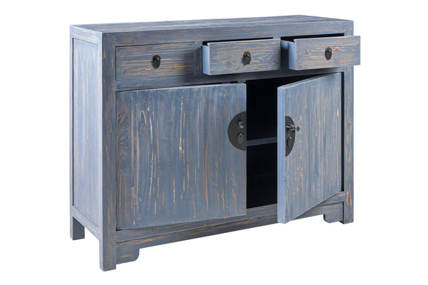 Credenza cinese in pioppo colori blu bianca azzurra celeste 3a 2c
