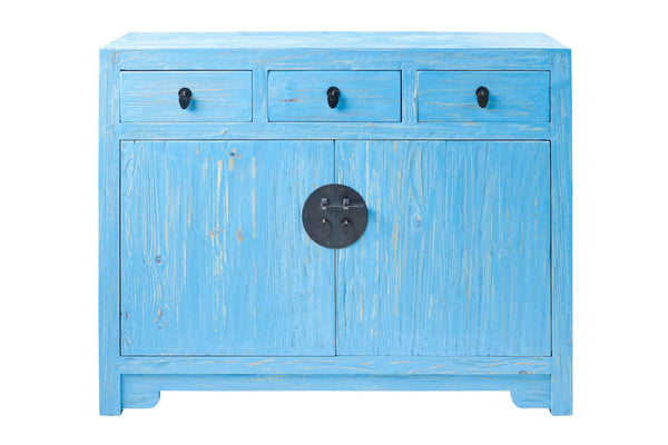 Credenza cinese in pioppo colori blu bianca azzurra celeste 3a 2c
