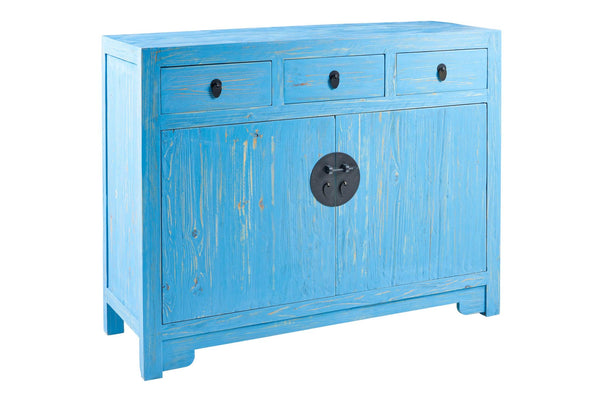 Credenza cinese in pioppo colori blu bianca azzurra celeste 3a 2c
