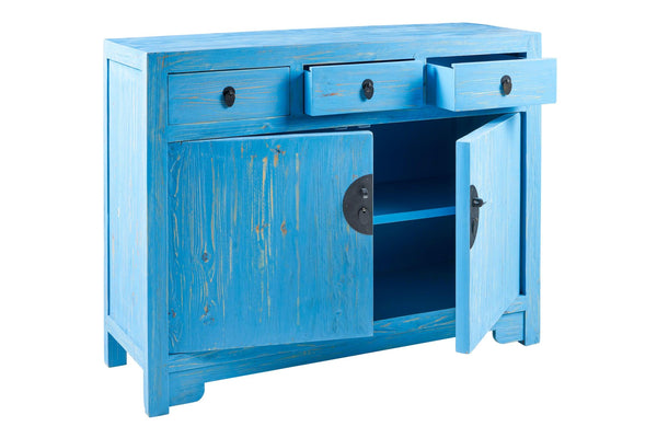 Credenza cinese in pioppo colori blu bianca azzurra celeste 3a 2c