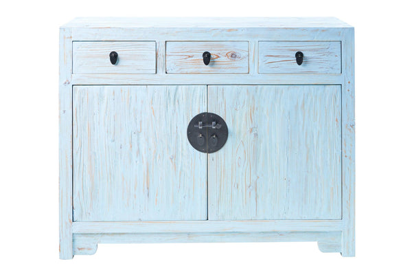Credenza cinese in pioppo colori blu bianca azzurra celeste 3a 2c