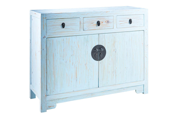 Credenza cinese in pioppo colori blu bianca azzurra celeste 3a 2c