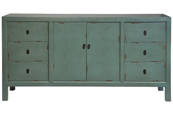 Credenza cinese in pioppo colore verde salvia 2a 6c