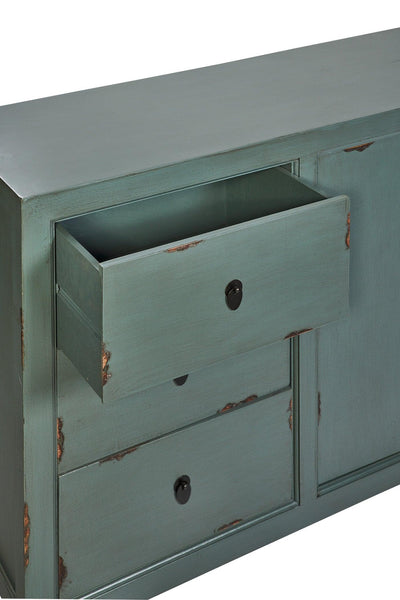 Credenza cinese in pioppo colore verde salvia 2a 6c