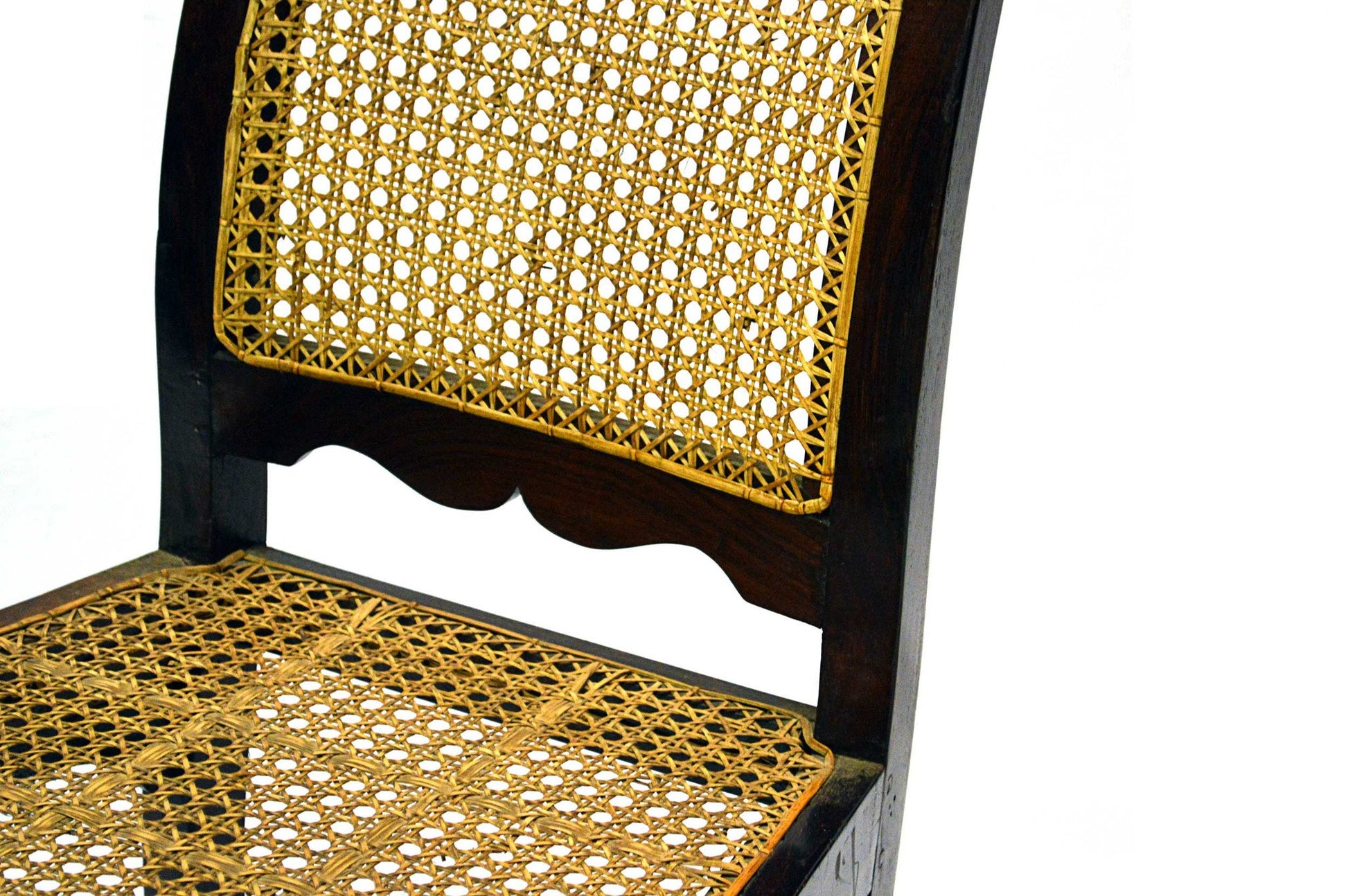 Sedia Pranzo in Teak e Paglia di Vienna Anni 20 Epoca Coloniale India -API189/1750- - lapagoda.net