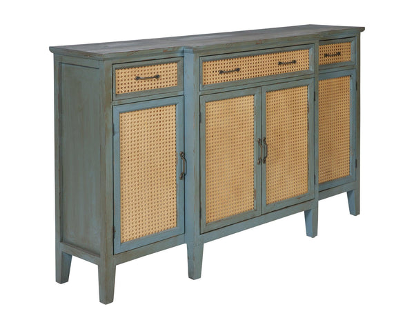 Credenza Shabby chic vintage paglia di Vienna antic green grape white 3c 4a