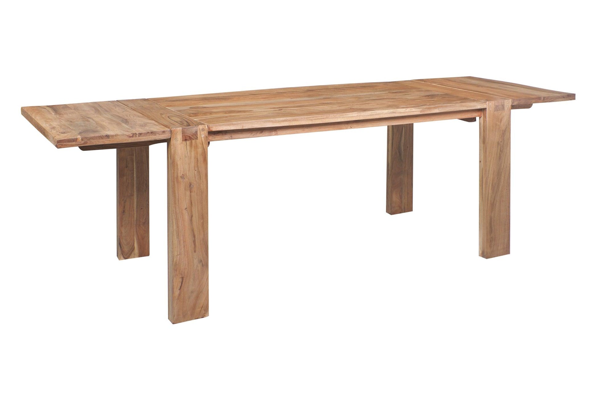 Tavolo etnico minimale da pranzo in Acacia massiccio con prolunghe estraibili - lapagoda.net