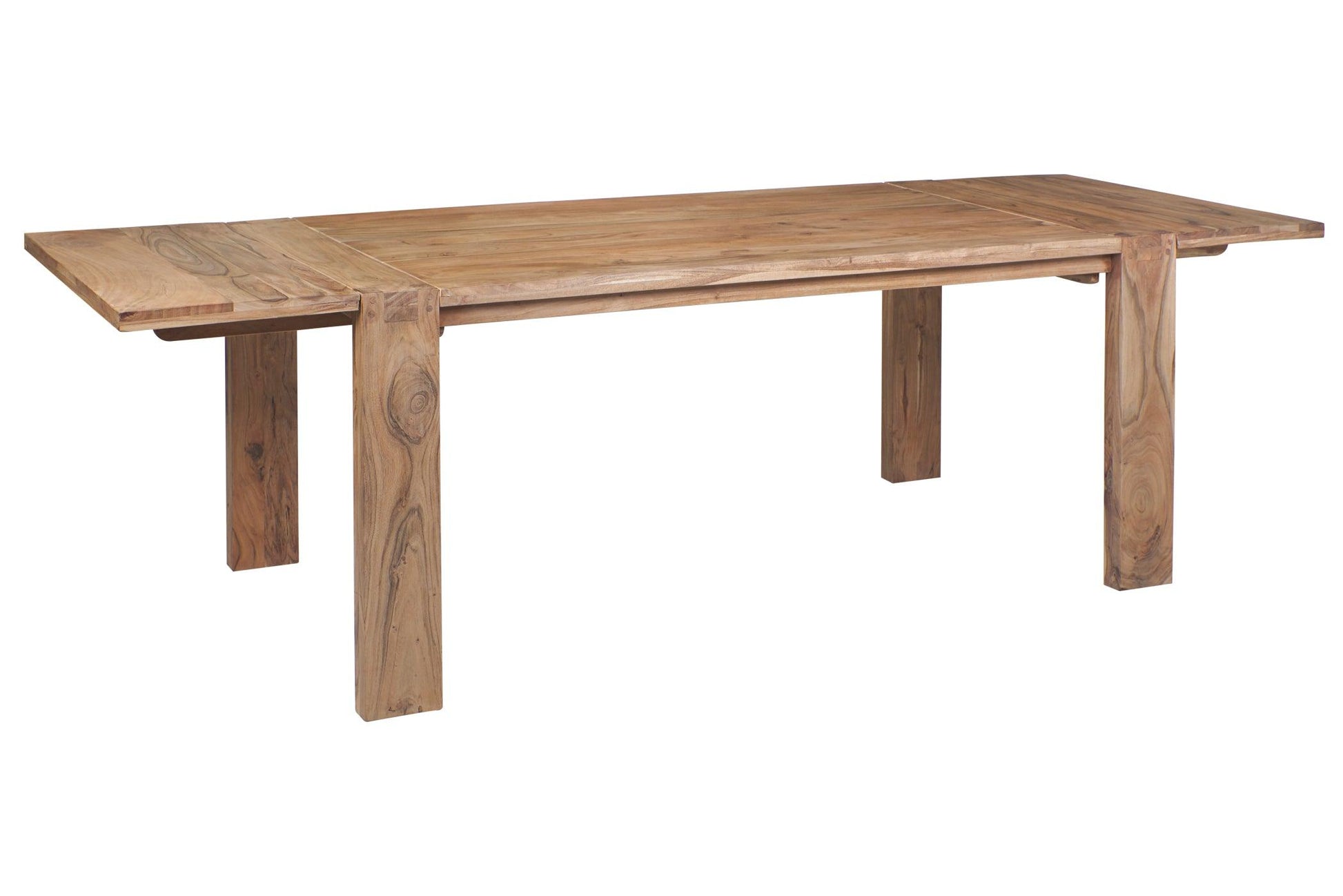 Tavolo etnico minimale da pranzo in Acacia massiccio con prolunghe estraibili - lapagoda.net