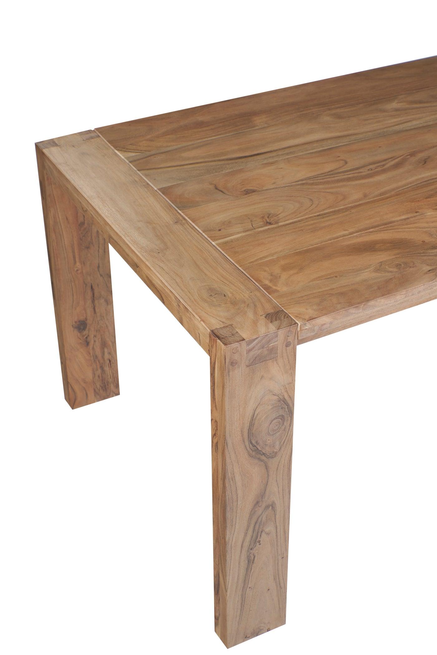 Tavolo etnico minimale da pranzo in Acacia massiccio con prolunghe estraibili - lapagoda.net