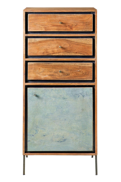 Credenza industrial ferro e legno 3 cassetti 1 anta Ardesia