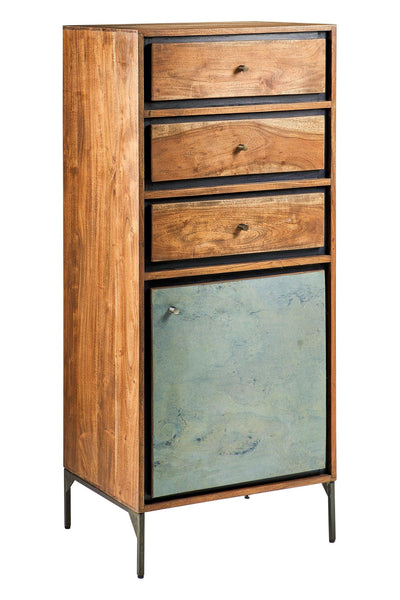 Credenza industrial ferro e legno 3 cassetti 1 anta Ardesia