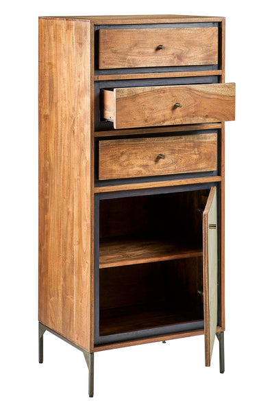 Credenza industrial ferro e legno 3 cassetti 1 anta Ardesia