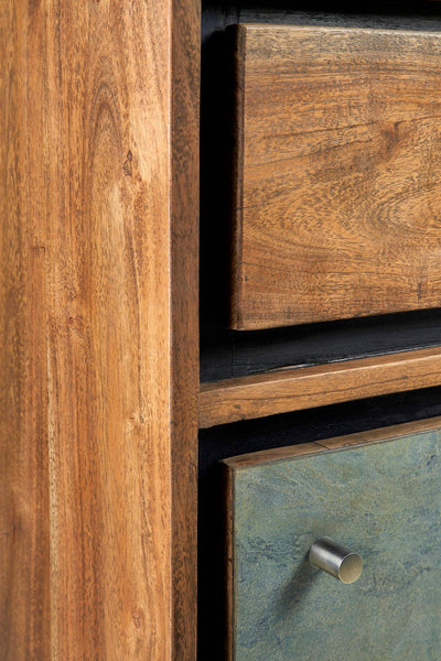 Credenza industrial ferro e legno 3 cassetti 1 anta Ardesia