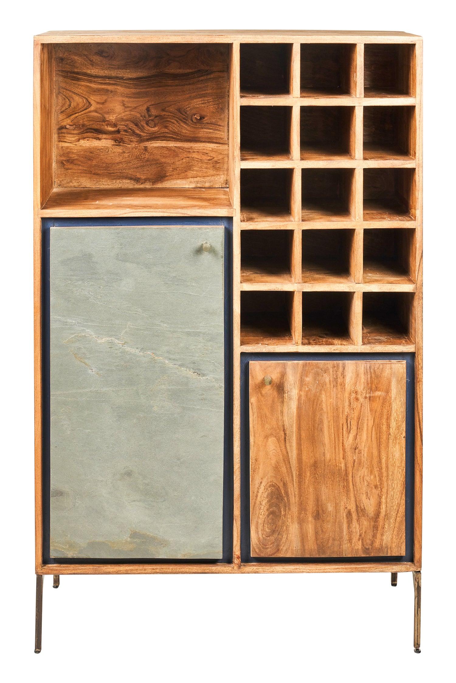 Credenza Dispensa portabottiglie industrial ferro e legno 2 ante Ardesia - lapagoda.net