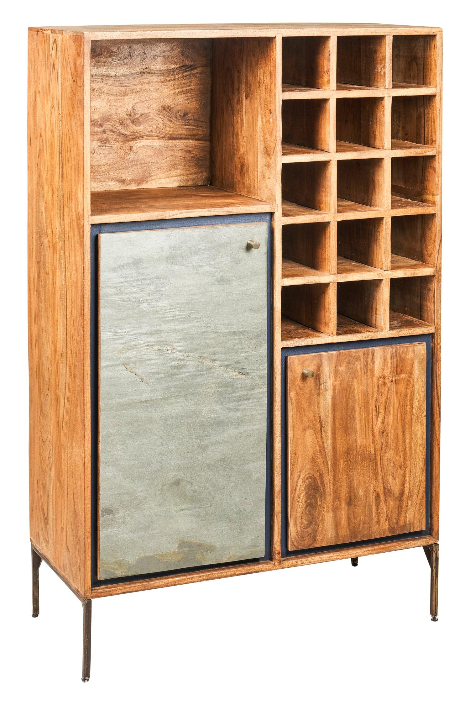 Credenza Dispensa portabottiglie industrial ferro e legno 2 ante Ardesia - lapagoda.net