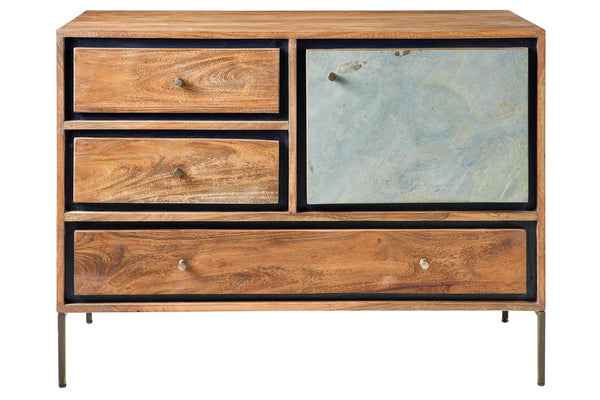 Credenza industrial ferro e legno 3 cassetti 1 anta Ardesia