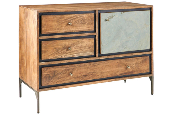 Credenza industrial ferro e legno 3 cassetti 1 anta Ardesia