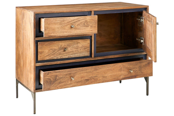 Credenza industrial ferro e legno 3 cassetti 1 anta Ardesia