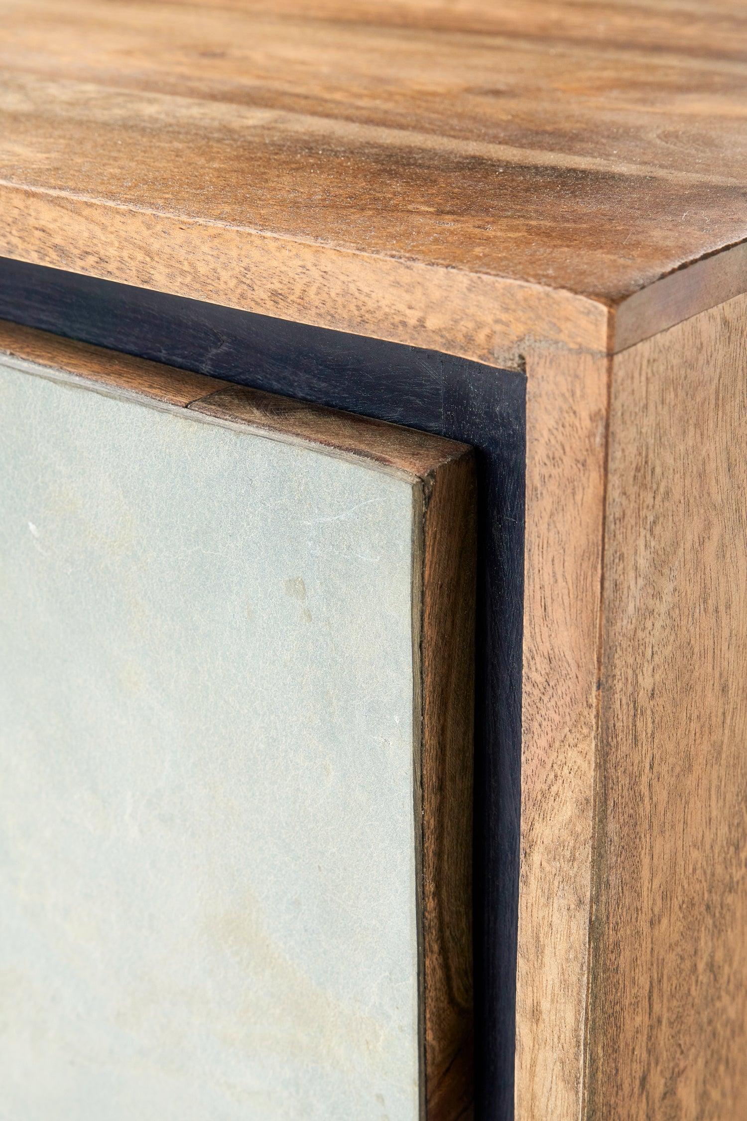 Credenza industrial ferro e legno 3 cassetti 1 anta Ardesia - lapagoda.net