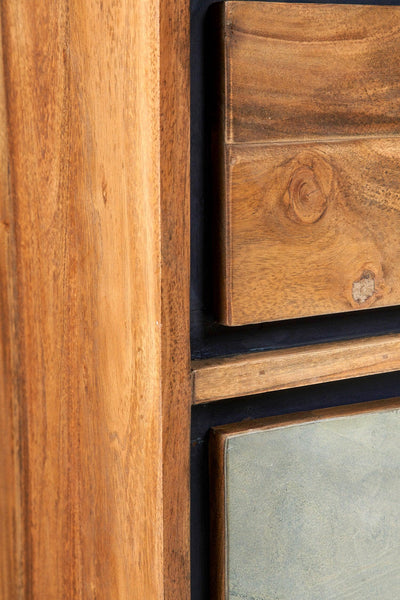 Credenza con vetrina industrial ferro e legno 2 cassetti 4 ante Ardesia