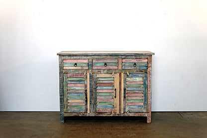 Credenza Vintage in Legno Riciclato - 3 ante 3 cassetti -BH246- - lapagoda.net