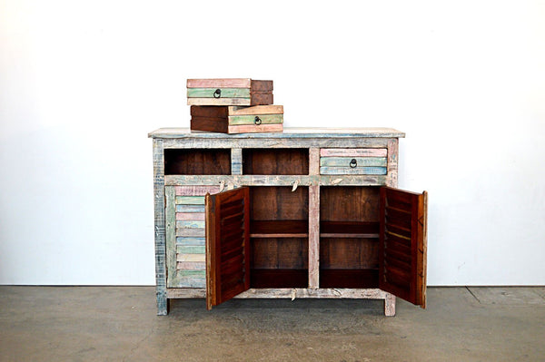 Credenza Vintage in Legno Riciclato - 3 ante 3 cassetti -BH246- - lapagoda.net