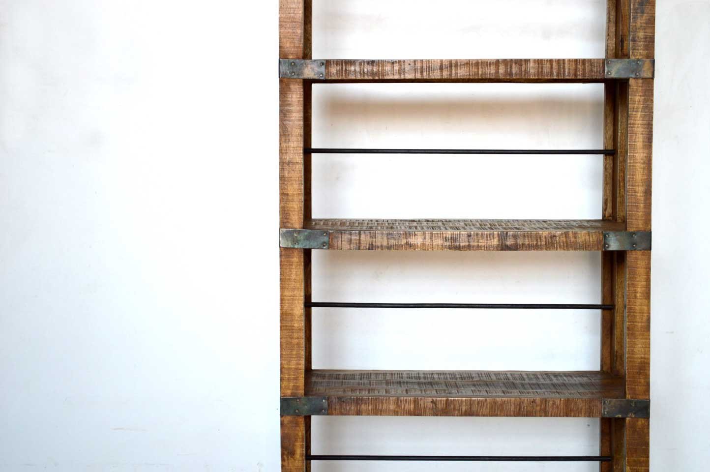 Libreria Industrial con ruote in Legno massello Country Rustico -SAM14001- - lapagoda.net