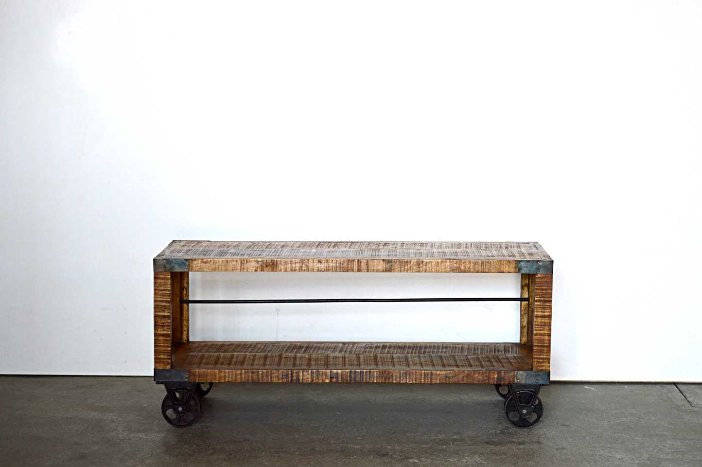 Libreria Grande in Legno Massello con Ruote Country Rustico -  1 vano -SAM14007- - lapagoda.net