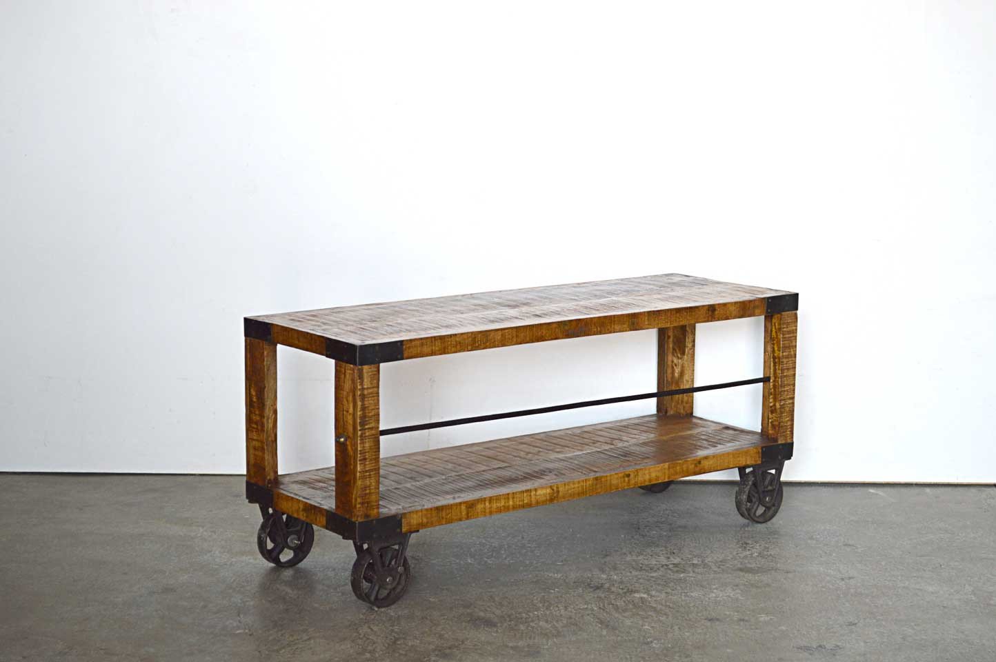 Libreria Grande in Legno Massello con Ruote Country Rustico -  1 vano -SAM14007- - lapagoda.net
