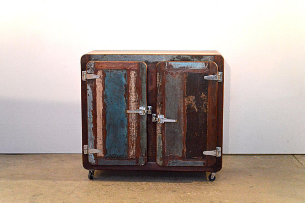 Retrò Credenza Vecchie Ghiacciaie Vintage con Ruote - 2 ante - SCONTO 20%
