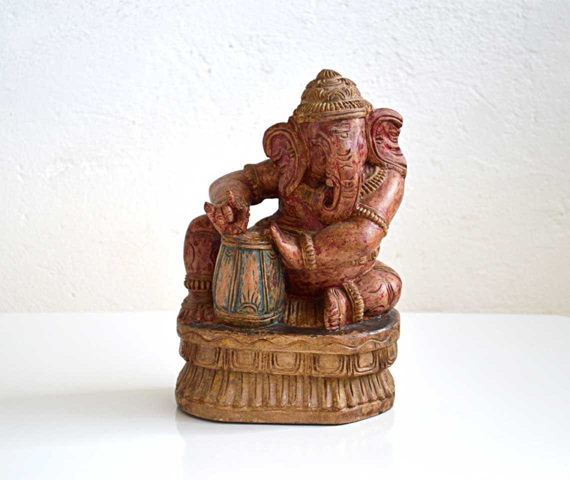 statua Ganesha india legno scolpito a mano artigianato indiano online 