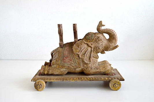 Elefante in Legno di Mango con Ruote - lapagoda.net