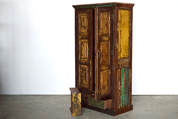 Armadio Legno Riciclato Vintage - 2 ante 2 cassetti - BH037